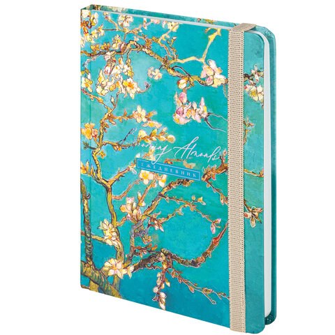 Ежедневник недатированный с резинкой А5 (145х203 мм), BRAUBERG, твердый, фольга, 128 л., "Almond", 114568 114568