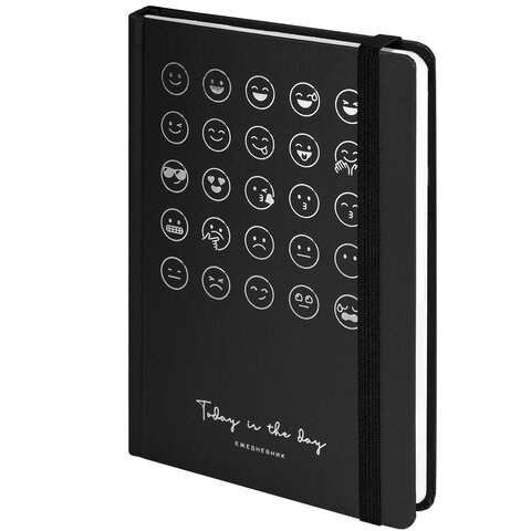 Ежедневник недатированный с резинкой А5 (145х203 мм), BRAUBERG, твердый, фольга, 128 л., "Emoji", 114567 114567