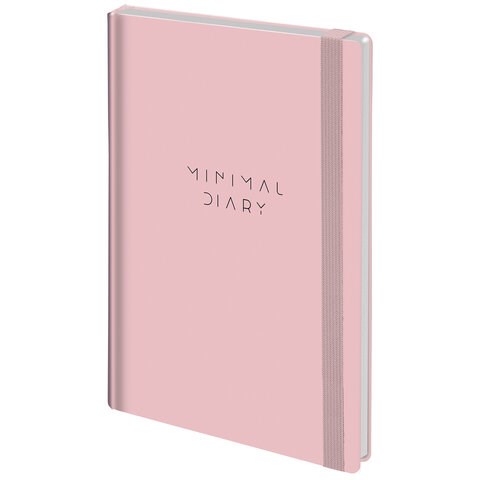 Ежедневник недатированный с резинкой А5 145х203 мм, BRAUBERG, твердый, 160 л., "Minimal", розовый, 116301 116301