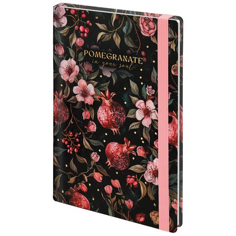 Ежедневник недатированный с резинкой А5 145х203 мм, BRAUBERG, твердый, фольга, 128 л., "Flower", 116293 116293