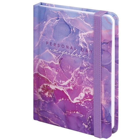 Ежедневник недатированный с резинкой, МАЛЫЙ ФОРМАТ А6 (109х148 мм), BRAUBERG, 128 л., "Мрамор", 114569 114569