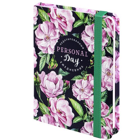 Ежедневник недатированный с резинкой, МАЛЫЙ ФОРМАТ А6 (109х148 мм), BRAUBERG, 128 л., "Розы", 114572 114572