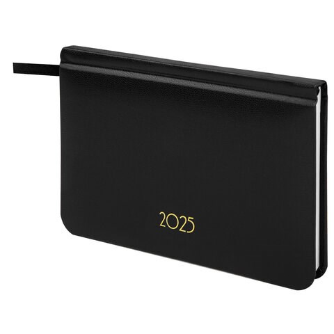 Еженедельник датированный 2025 МАЛЫЙ ФОРМАТ 95х155 мм А6, BRAUBERG "Select", балакрон, черный, 115983 115983