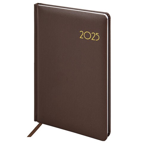 Еженедельник датированный 2025, А5, 145х215 мм, BRAUBERG "Select", балакрон, коричневый, 115973 115973