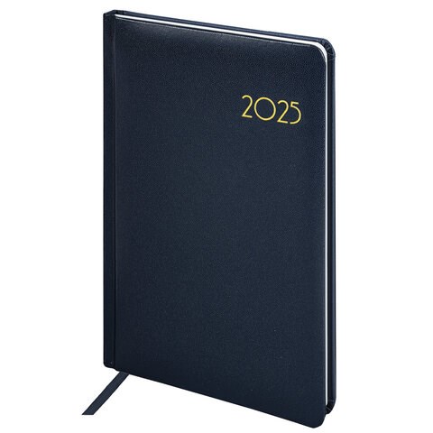 Еженедельник датированный 2025, А5, 145х215 мм, BRAUBERG "Select", балакрон, темно-синий, 115971 115971