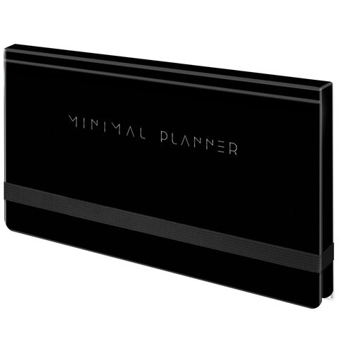 Еженедельник недатированный с резинкой 171х93 мм, BRAUBERG, твердый, 64 л., "Minimal", черный, 116309 116309