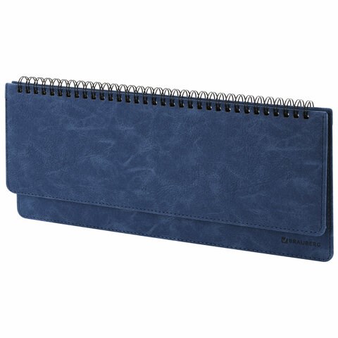 Планинг настольный недатированный (305x140 мм) BRAUBERG "Status", под кожу, 60 л., темно-синий, 113373 113373