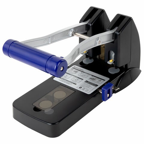 Дырокол металлический МОЩНЫЙ BRAUBERG "EXTRA Heavy duty", до 160 листов, черно-синий, 272722 272722