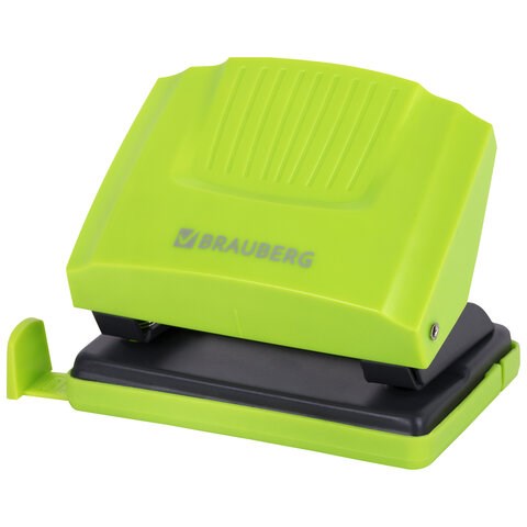 Дырокол BRAUBERG "SUPER", до 20 листов, зелено-черный, 272743 272743