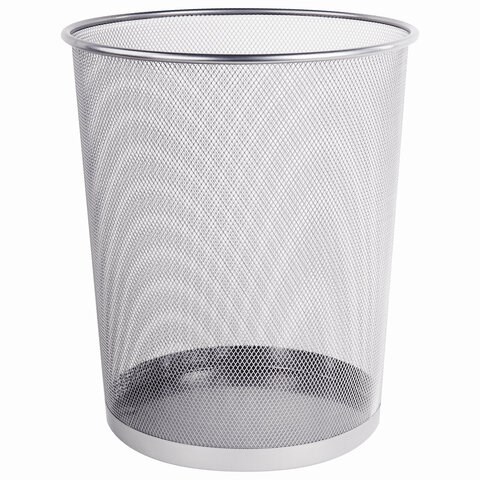 Корзина для бумаг, БОЛЬШАЯ, 20 л, металлическая, серебристая, BRAUBERG "Germanium", 231957 231957