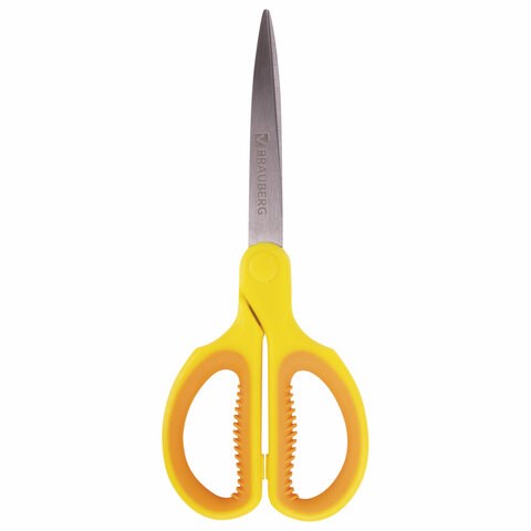 Ножницы BRAUBERG "Original", 155 мм, оранжево-желтые, ребристые резиновые вставки, 236450 236450