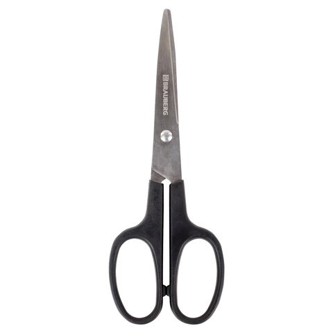 Ножницы BRAUBERG "Standard" 160 мм, черные, классической формы, 2-х сторонняя заточка, 237095 237095