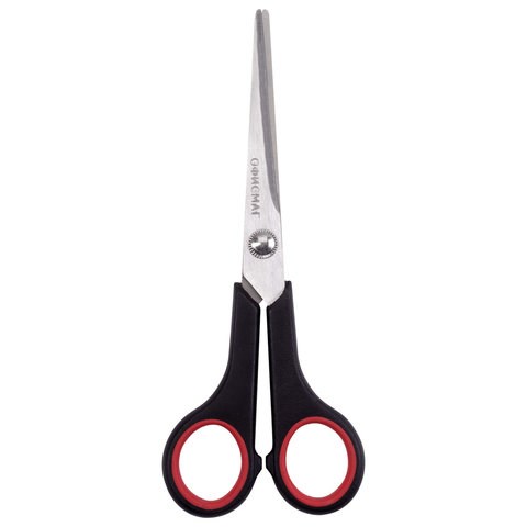 Ножницы ОФИСМАГ "Soft Grip", 165 мм, резиновые вставки, черно-красные, 3-х стороняя заточка, 236455 236455