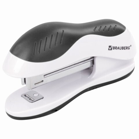 Степлер №10 BRAUBERG "JET", до 15 листов, эргономичный, бело-черный, 228581 228581
