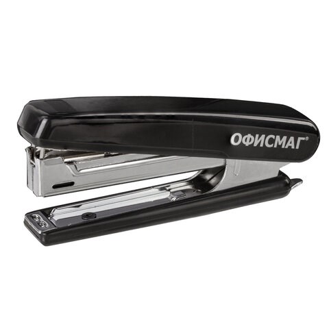Степлер №10 ОФИСМАГ, до 12 листов, с антистеплером, черный, 229690 229690