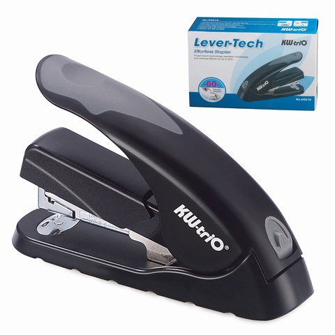 Степлер №24/6, 24/8, 26/6, 26/8 KW-trio "Soft-touch", до 40 листов, ЭНЕРГОСБЕРЕГАЮЩИЙ, черный, 5618, -5618 225126