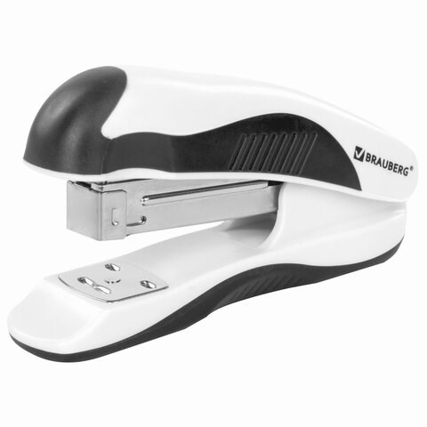 Степлер №24/6, 26/6 BRAUBERG "JET PRO", до 25 листов, эргономичный, бело-черный, 228585 228585