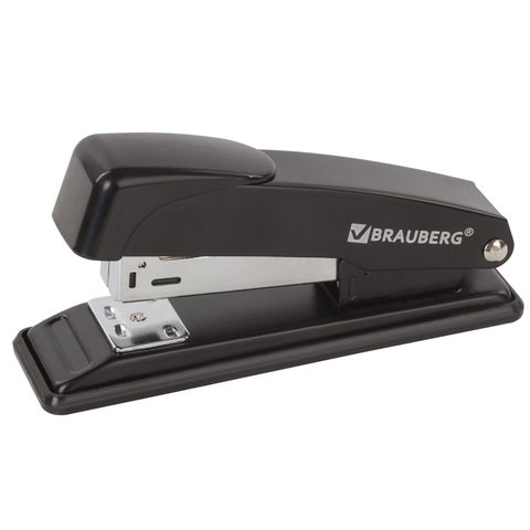 Степлер №24/6, 26/6 металлический BRAUBERG "Office", до 20 листов, черный, 228614 228614