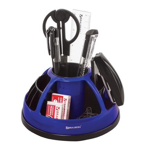 Канцелярский набор BRAUBERG "ULTRA", 10 предметов, вращающаяся конструкция, черно-синий, 231930 231930