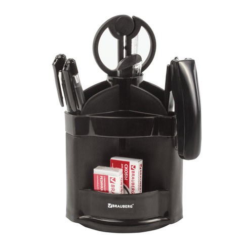 Канцелярский набор BRAUBERG "Офисный 100", 10 предметов, вращающаяся конструкция, черный, блистер, 236949 236949