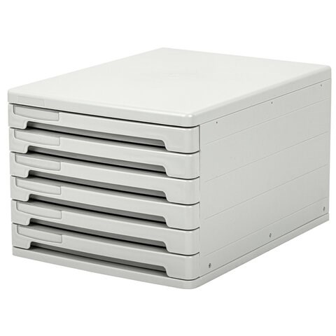 Блок из 6 закрытых лотков для бумаги, настольный, ERICH KRAUSE, А4+, 210х270х365 мм, серый, 63 231900