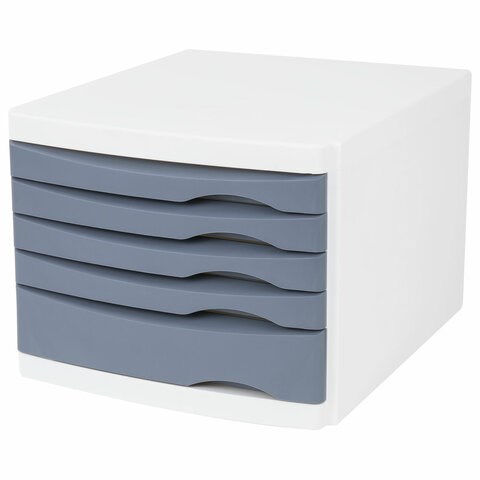 Бокс с 5 выдвижными лотками, корпус светлый, лотки серые, 235х300х355 мм, BRAUBERG "Office-Expert", 238045 238045