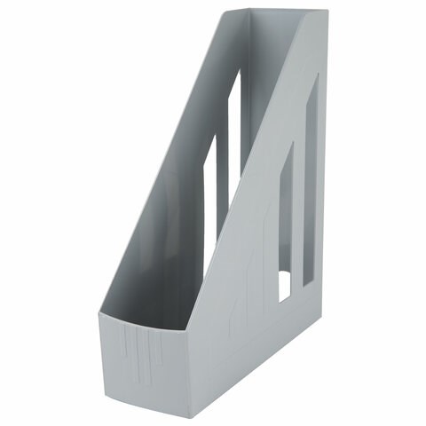 Лоток вертикальный для бумаг BRAUBERG "Contract" (260х85х300 мм), отверстия на торцах, серый, 230887 230887