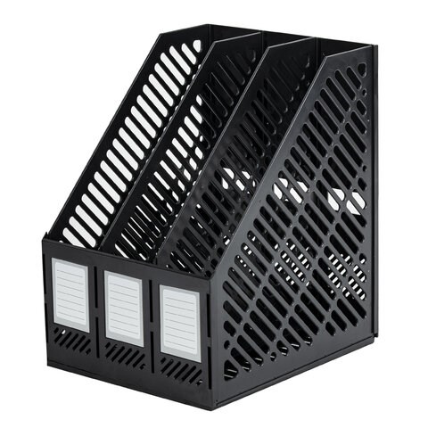 Лоток вертикальный для бумаг BRAUBERG "Office-Expert", 215 мм, 3 отделения, сборный, черный, 238017 238017