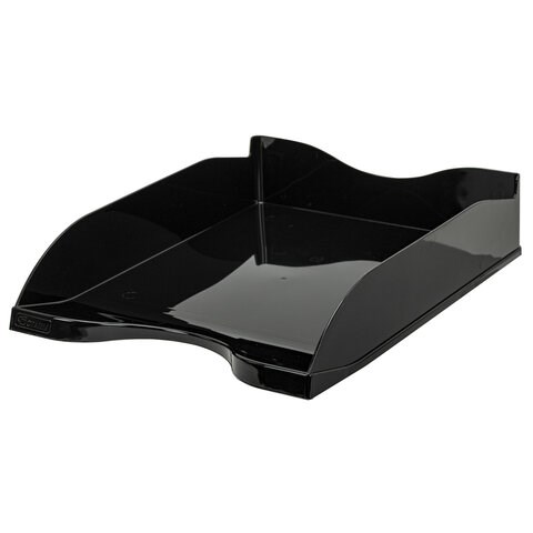 Лоток горизонтальный для бумаг "Люкс", А4 (350х255х65 мм), полипропилен, черный, ЛТГ-30866 235661