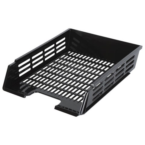 Лоток горизонтальный для бумаг BRAUBERG "Basic", А4 (360х270х75 мм), с пазами, сетчатый, черный, 237011 237011