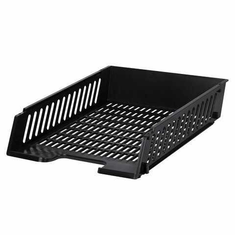 Лоток горизонтальный для бумаг BRAUBERG-MAXI, с пазами, А4 (358х272х69 мм), сетчатый, черный, 231141 231141