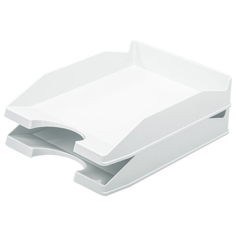 Лоток горизонтальный для бумаг КОМПЛЕКТ 2 шт., BRAUBERG "Modern", 346х254х61 мм, белый, 238026 238026