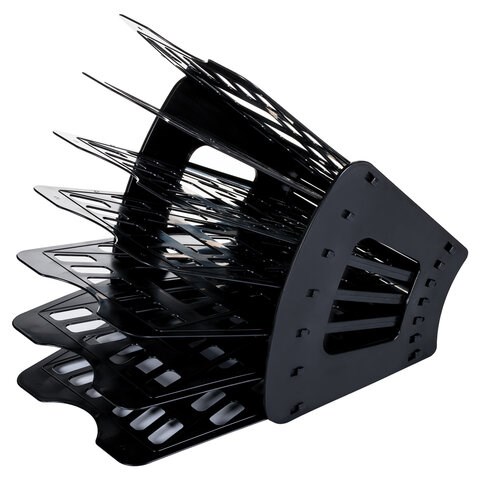 Лоток для бумаг веерный BRAUBERG "Basic" 7-ми секционный, 6 отделений, сетчатый, черный, 237019 237019