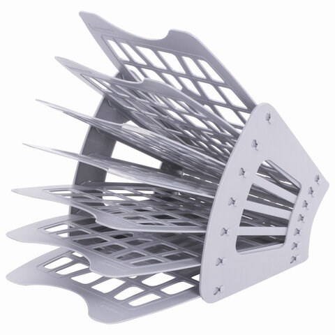 Лоток для бумаг веерный BRAUBERG-SMART, 7-ми секционный, сетчатый, серый, 231144 231144