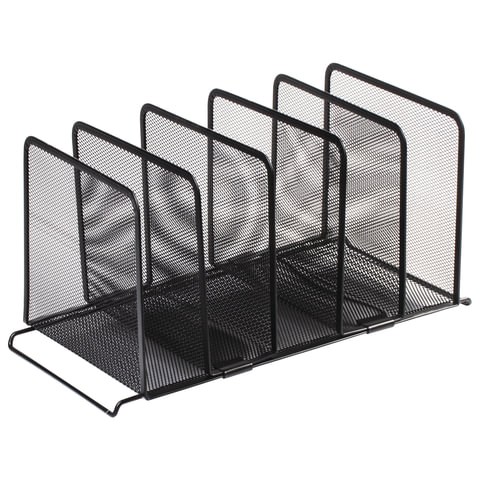 Подставка для сортировки писем и бумаг 5-ти секционная BRAUBERG "Germanium", металлическая, настольная, чер, 231968 231968