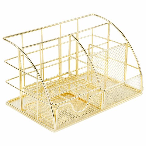 Органайзер для косметики и мелочей металлический 5 секций, MONTE VITA, 140х220х127 мм, золото, 272477 272477