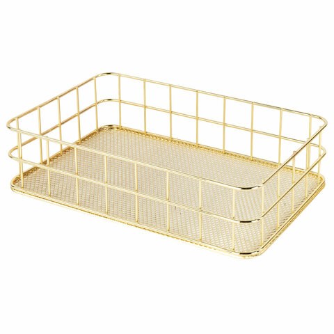 Органайзер корзинка для косметики и мелочей металлическая MONTE VITA, 242х162х63 мм, золото, 272481 272481