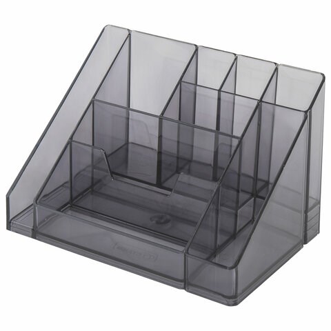 Подставка-органайзер BRAUBERG GRAND OFFICE, 9 отделений, 115х160х105 мм, тонированная серая, 238099 238099