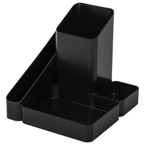 Подставка-органайзер BRAUBERG OFFICE STYLE, 4 отделения, 115х122х111 мм, черная, 238097 238097