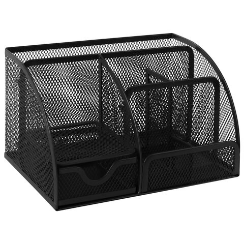 Подставка-органайзер металлическая BRAUBERG "Germanium", 7 секций, 125х220х140 мм, черная, 237416 237416