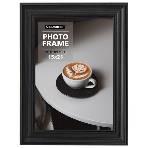 Рамка 15х21 см небьющаяся, багет 27 мм, пластик, BRAUBERG "Viscount", черная, 391256 391256