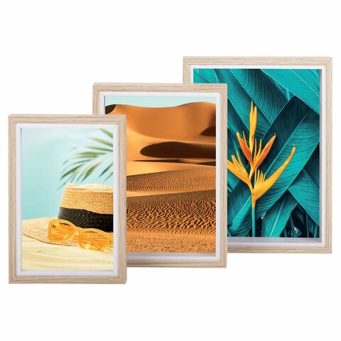 Рамка BRAUBERG LOFT THREE-IN-ONE, НАБОР 3 штуки, фото разного размера, акриловый экран, 17х22 см, 391289 391289