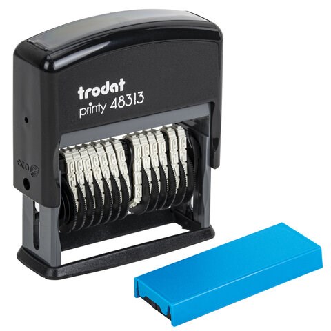 Нумератор 13-разрядный, оттиск 42х3,8 мм, синий, TRODAT 48313, корпус черный, 53198 235582