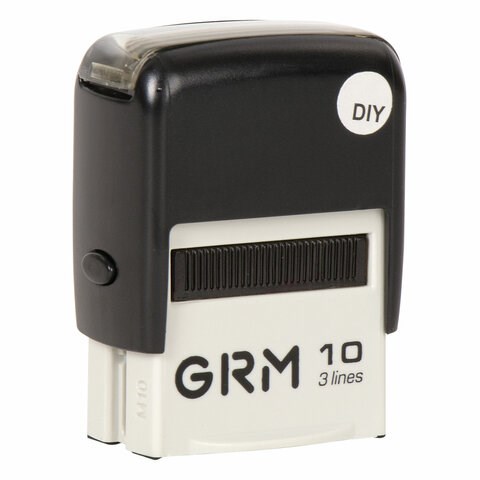 Штамп самонаборный (мини) 3-строчный, оттиск 26х12 мм, синий, GRM 10 DIY, КАССА В КОМПЛЕКТЕ, 116000000 237739