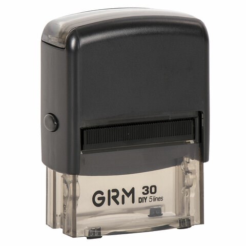 Штамп самонаборный 5-строчный, оттиск 47х18 мм, синий без рамки, GRM 30, КАССА В КОМПЛЕКТЕ, 116000030 237741
