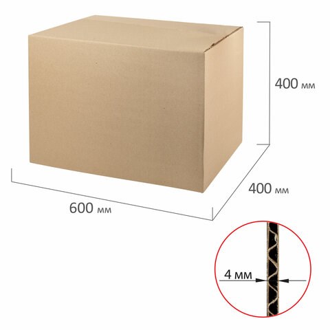 Гофроящик, длина 600 х ширина 400 х высота 400 мм, марка Т22, профиль С, FEFCO 0201 / ГОСТ, исполнение А, 440053 440053