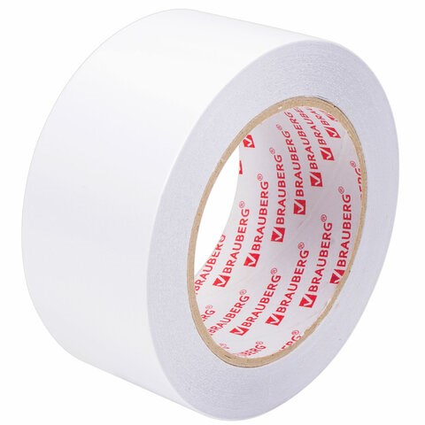 Клейкая двухсторонняя лента 50 мм х 25 м, ПОЛИПРОПИЛЕНОВАЯ ОСНОВА, 90 микрон, BRAUBERG, 600480 600480
