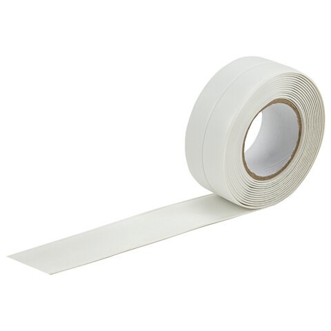 Клейкая лента бордюрная для ванны и кухни 38 мм х 3,35 м, белая, акриловая основа, LAIMA, 608772 608772