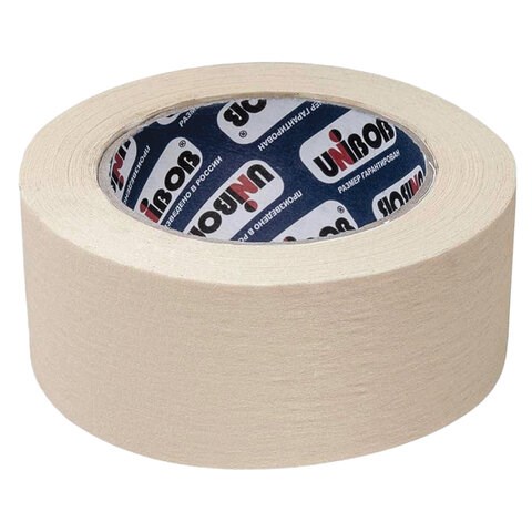 Клейкая лента малярная креппированная 50 мм х 50 м (реальная длина!), профессиональная, UNIBOB 28139 221259