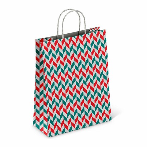 Крафт-пакет бумажный "Зигзаг" 26х15х35 см, с кручеными ручками, плотность 100 г/м2, белый, 113211 701009